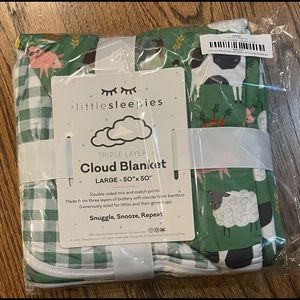 Little Sleepies Green Farm Animals Cloud Blanket